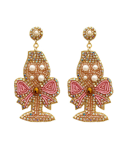Beaded Champagne Glass Earring