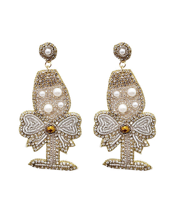 Beaded Champagne Glass Earring