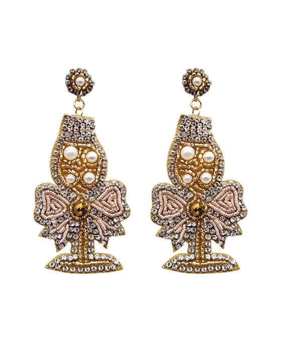 Beaded Champagne Glass Earring