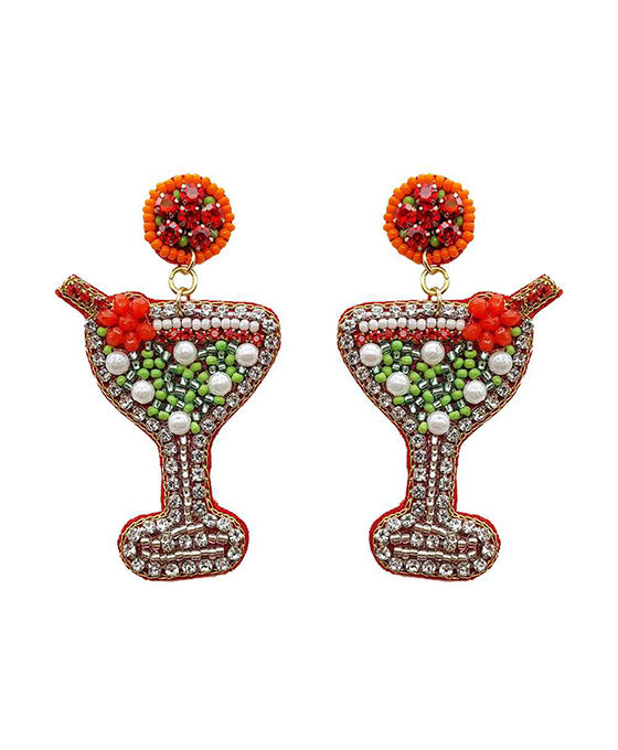Beaded Cocktail Stone Earring