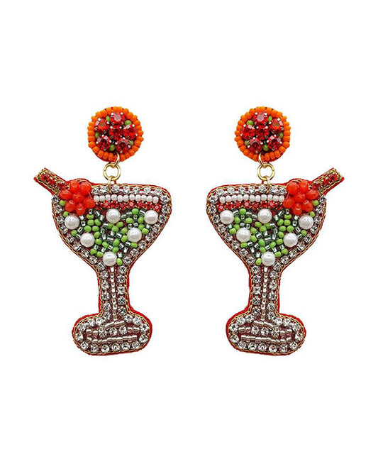 Beaded Cocktail Stone Earring