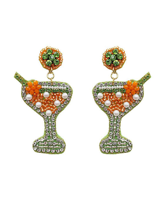 Beaded Cocktail Stone Earring