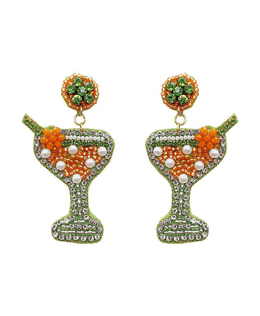 Beaded Cocktail Stone Earring