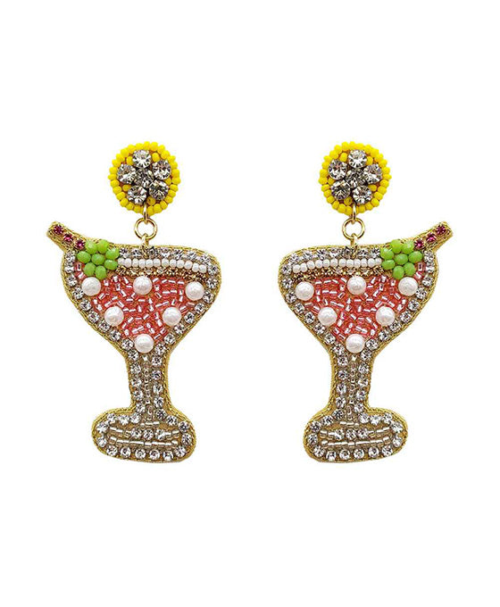 Beaded Cocktail Stone Earring
