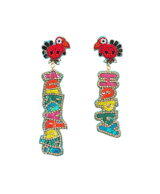 Beaded Turkey Earring