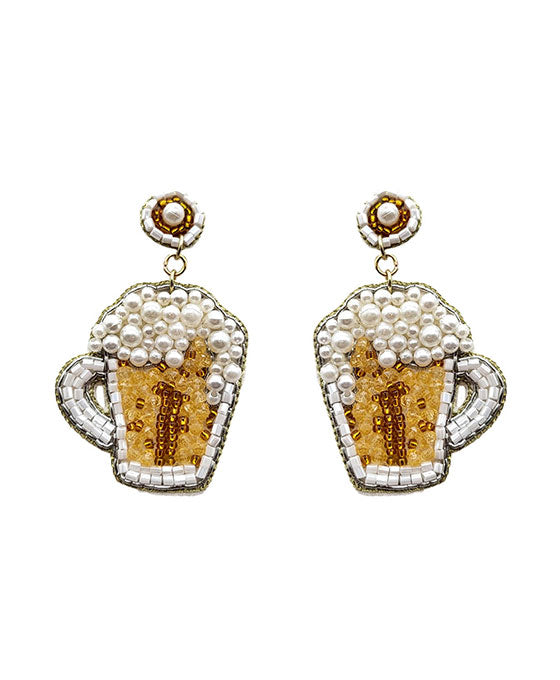 Beaded Beer w/ Pearl Earring