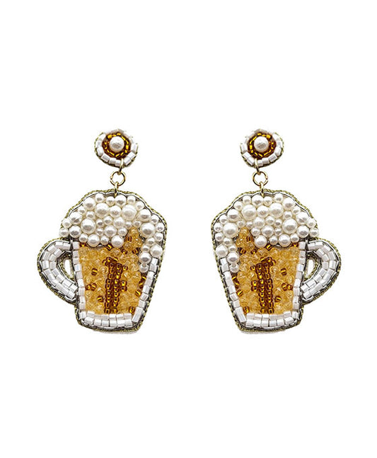 Beaded Beer w/ Pearl Earring