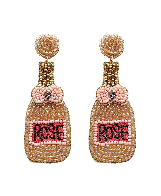 Beaded Rose Champagne Earring