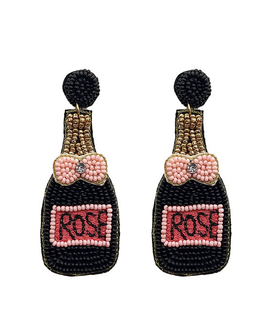 Beaded Rose Champagne Earring