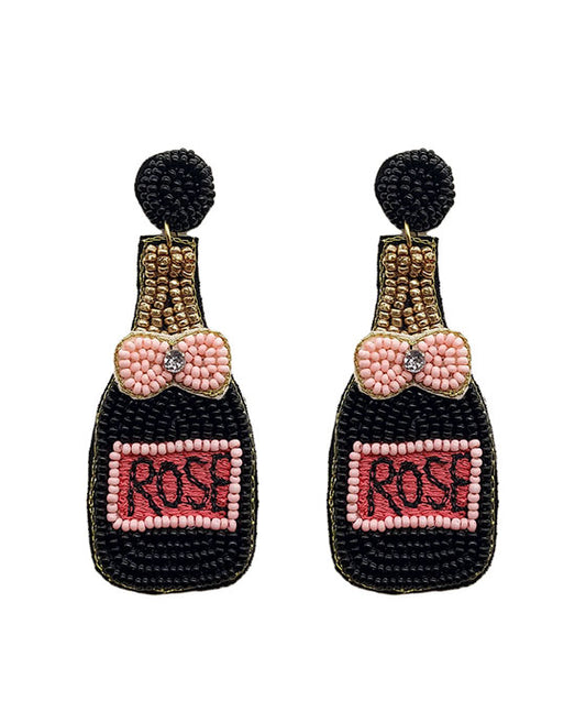 Beaded Rose Champagne Earring