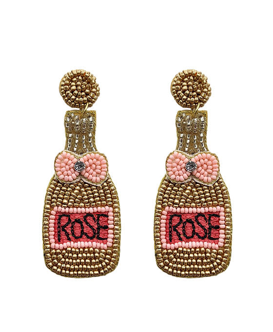 Beaded Rose Champagne Earring