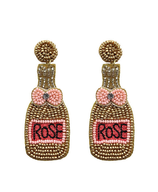 Beaded Rose Champagne Earring