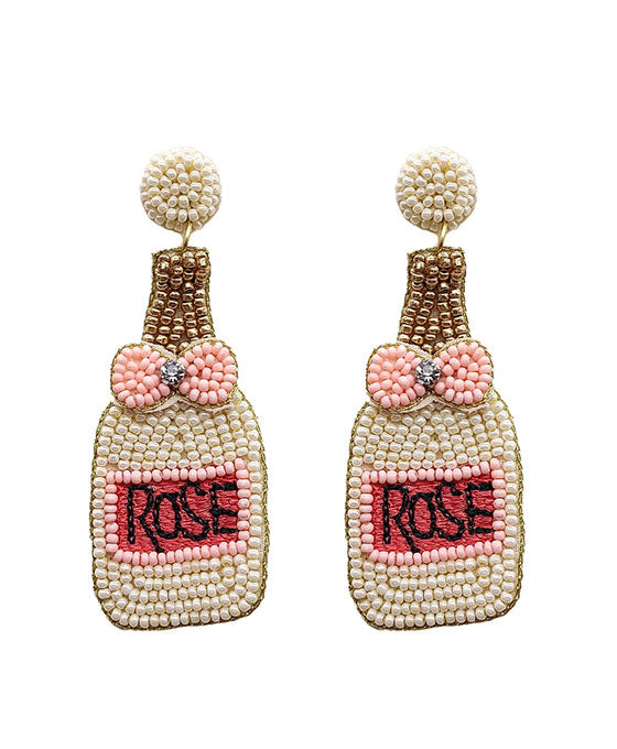 Beaded Rose Champagne Earring