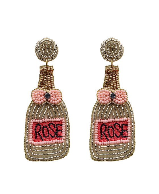 Beaded Rose Champagne Earring