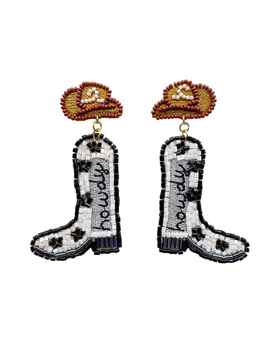 Beaded Howdy Boots Earring