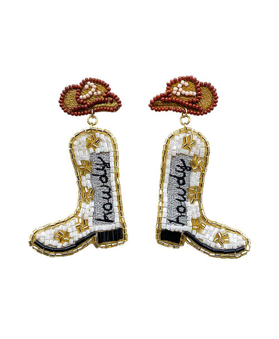 Beaded Howdy Boots Earring