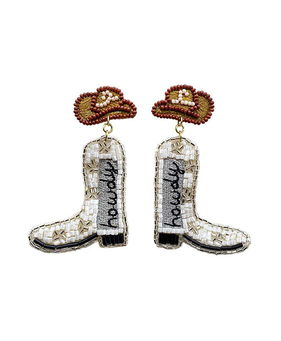 Beaded Howdy Boots Earring