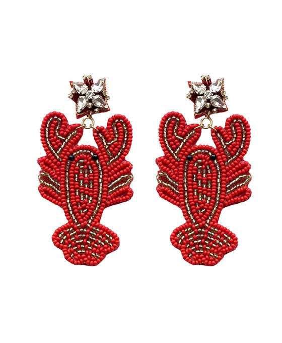 Beaded Lobster Stone Post Earring