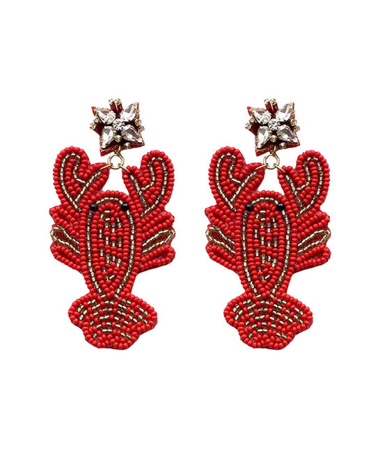 Beaded Lobster Stone Post Earring