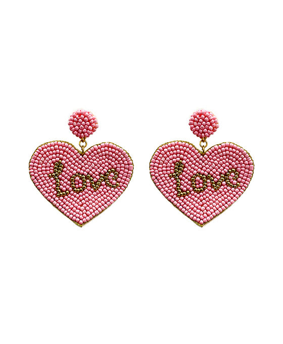 Beaded Love Heart Post Earring