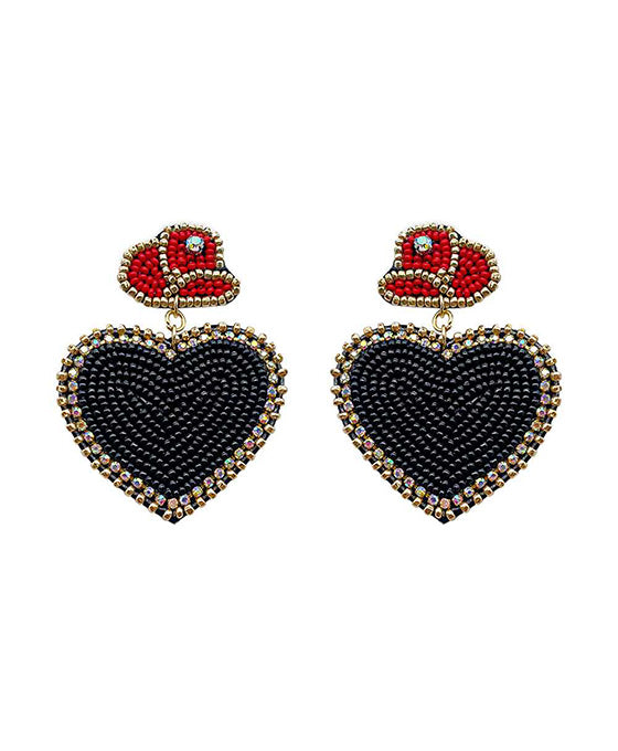 Beaded Heart Stone Hap Post Earring