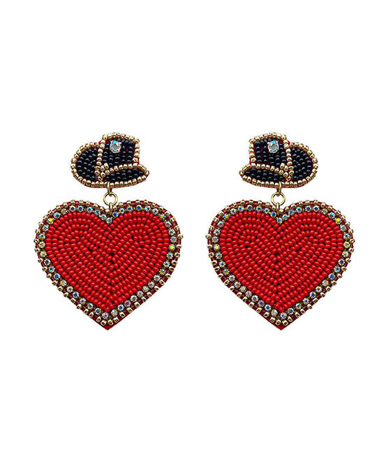 Beaded Heart Stone Hap Post Earring