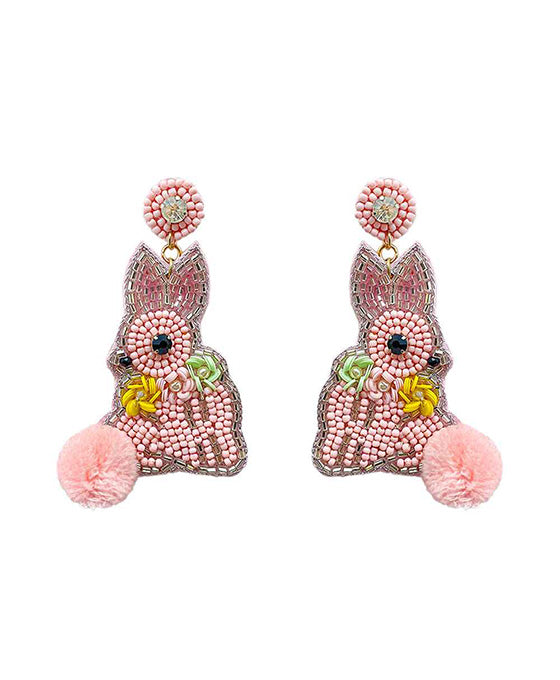Beaded Easter Bunny Post Earring