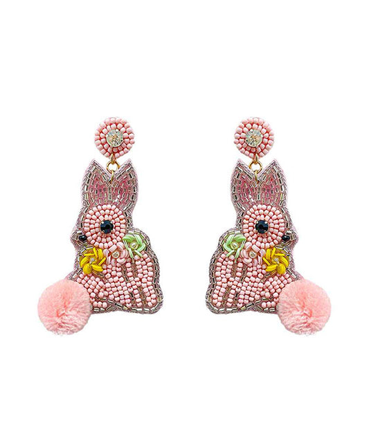 Beaded Easter Bunny Post Earring