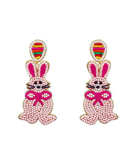 Beaded Easter Bunny w/ Egg Earring