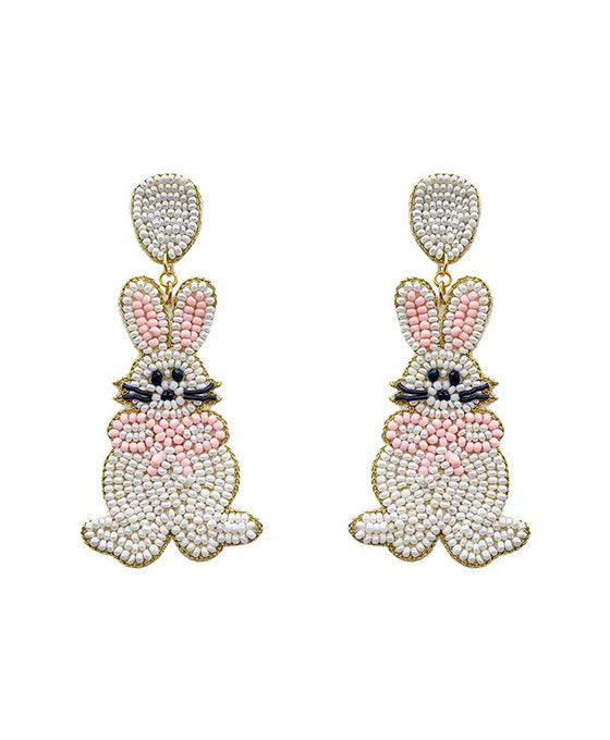 Beaded Easter Bunny w/ Egg Earring
