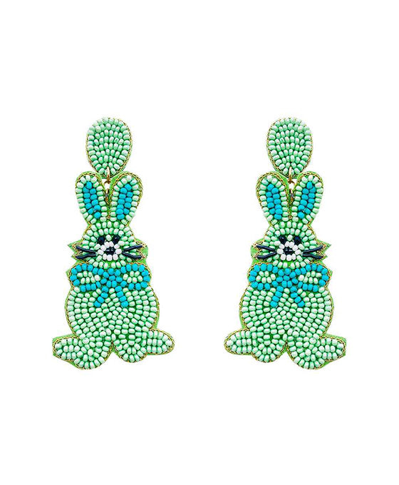 Beaded Easter Bunny w/ Egg Earring