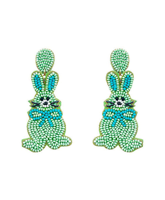 Beaded Easter Bunny w/ Egg Earring