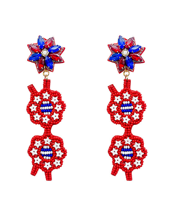 Beaded America Flag Sunglass Earring