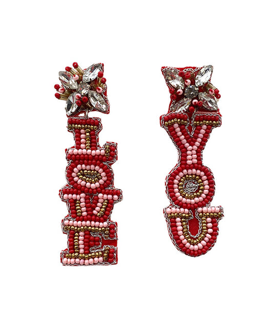 Beaded Love You Earring