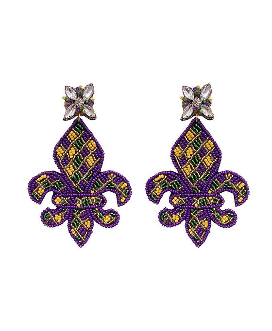 Beaded Fleur De Lis Earring