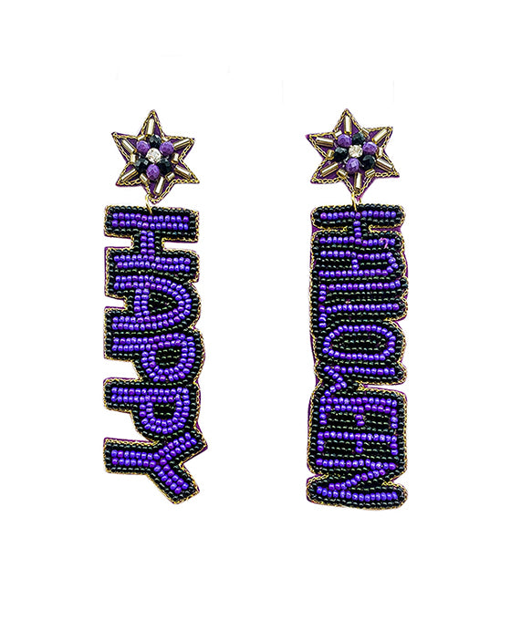 Beaded Happy Halloween Earring