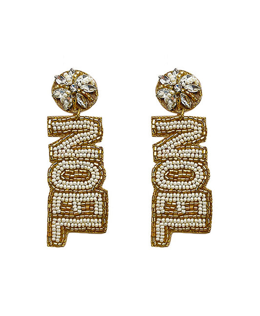 Beaded Noel Stone Post Earring