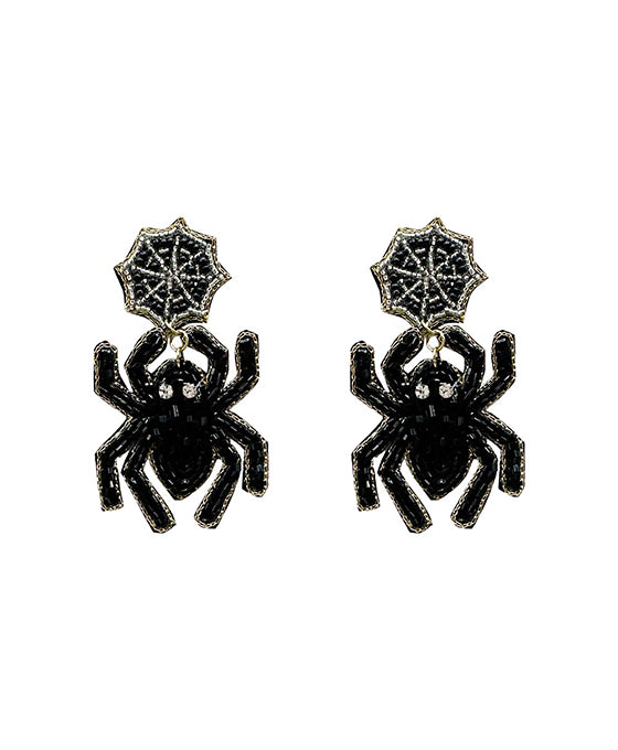 Beaded Halloween Spider Earring