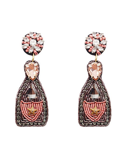 Champagne Bottle Seed Bead Earring