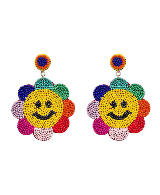 Flower Smile Face Seed Bead Earring