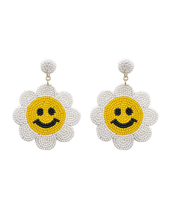 Flower Smile Face Seed Bead Earring