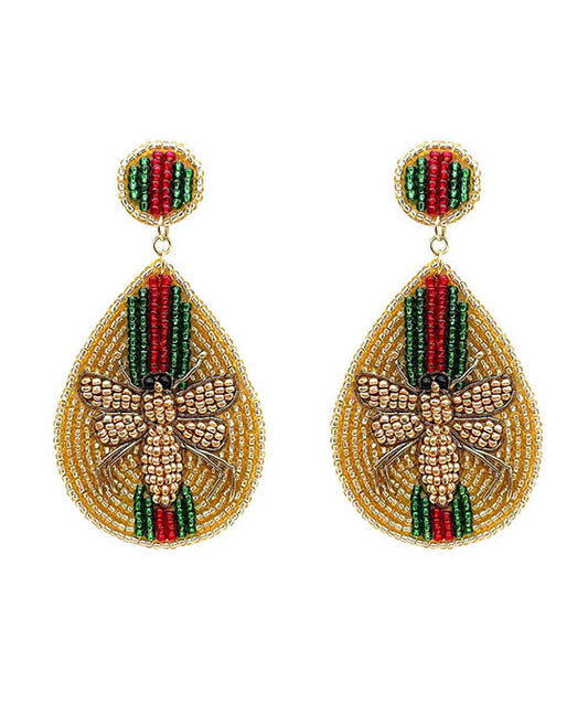 Bee Seed Bead Teardrop Earring