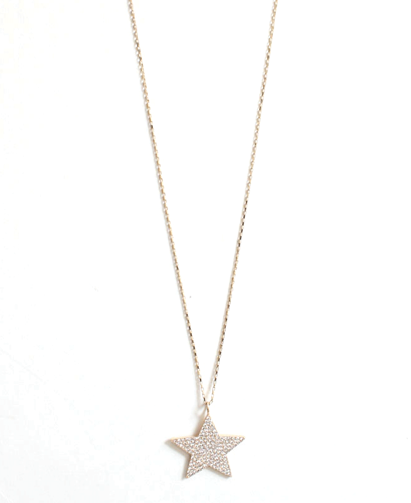 Paved Star Chain Long Necklace
