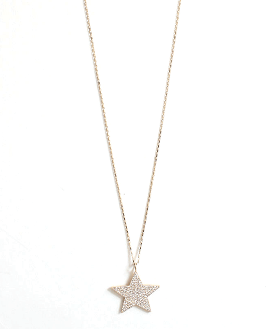 Paved Star Chain Long Necklace
