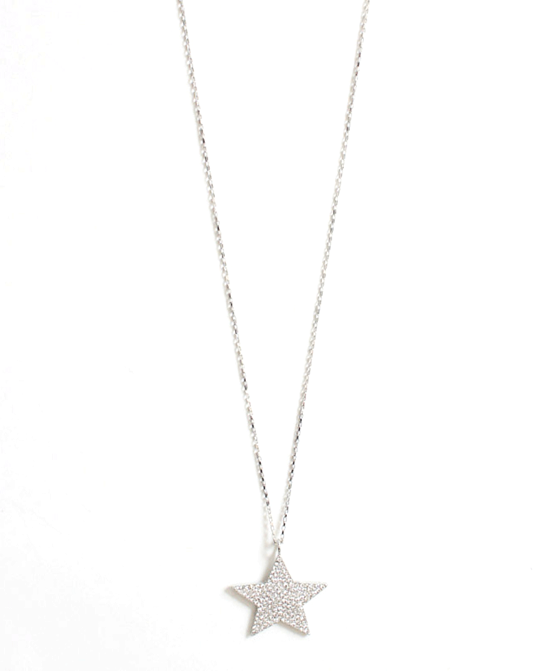 Paved Star Chain Long Necklace