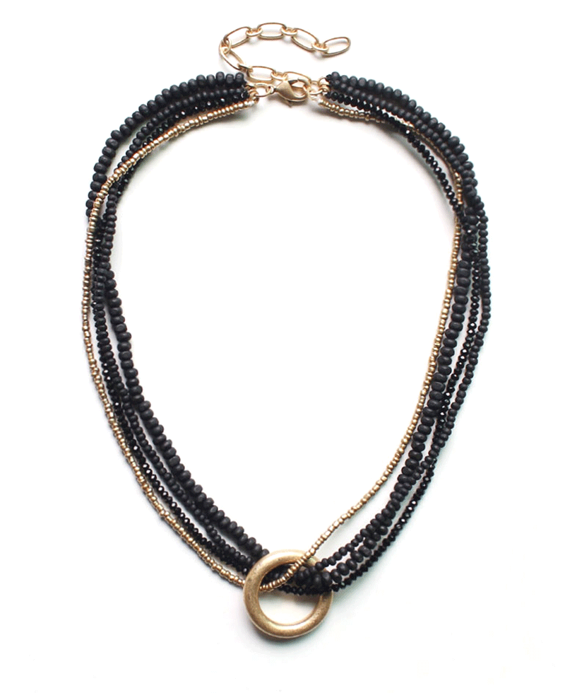Multi Strand Beaded Statement Necklace