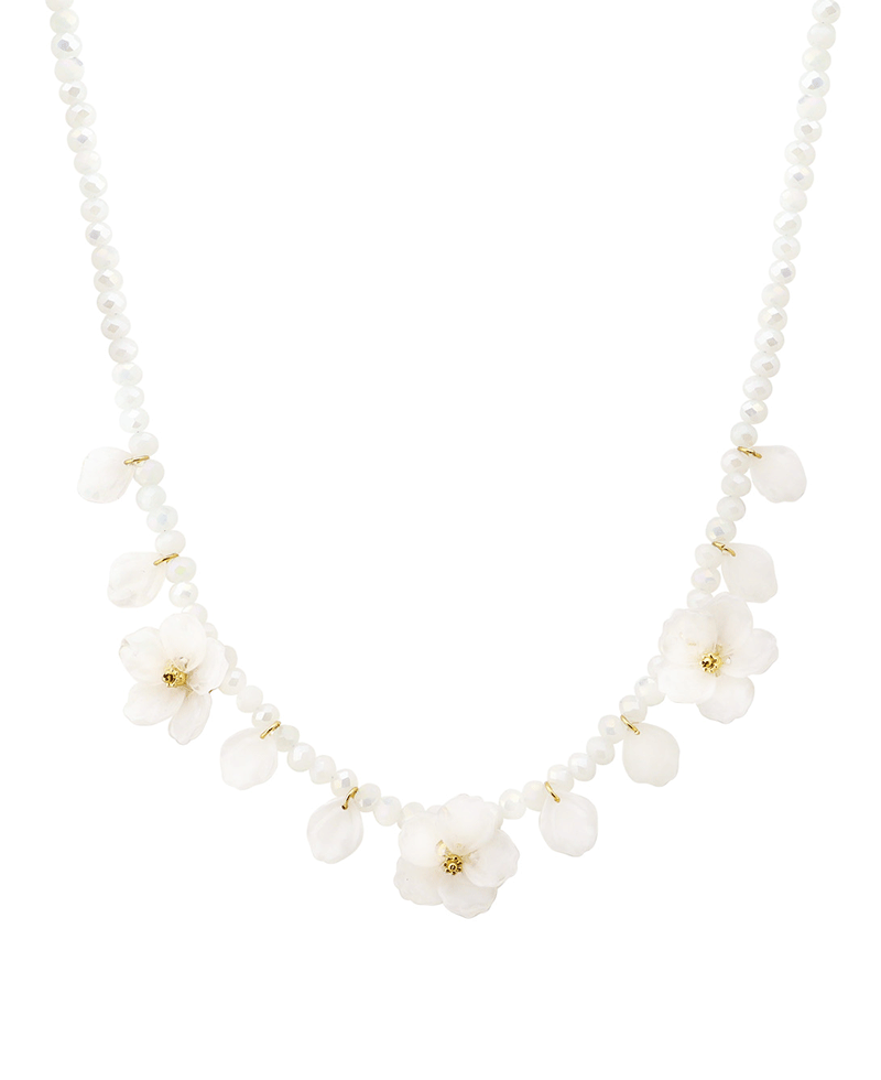 Flower Station Bead Short Necklace