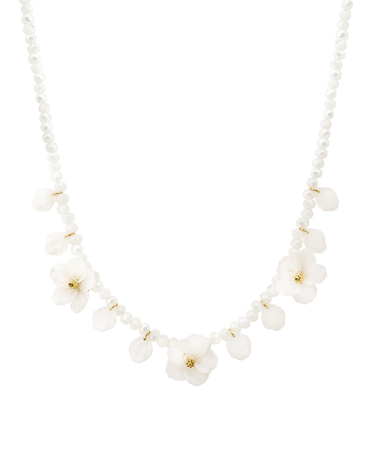 Flower Station Bead Short Necklace