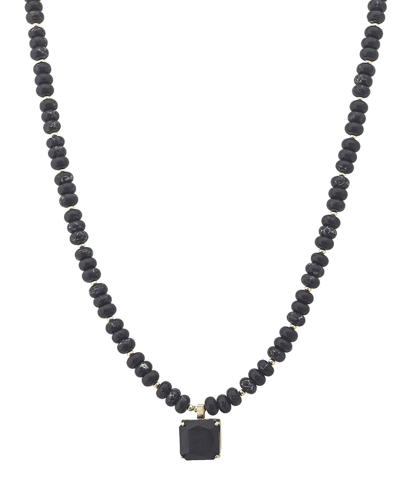 Rondelle Bead w/ Crystal Pendant Necklace