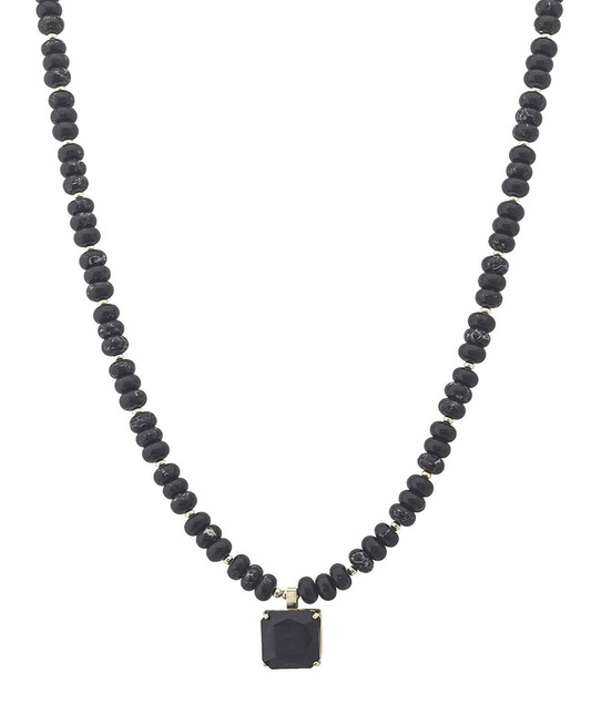 Rondelle Bead w/ Crystal Pendant Necklace